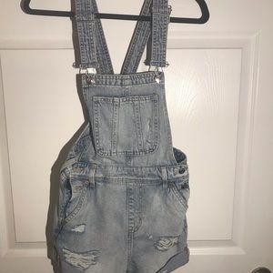 H&M denim overall shorts